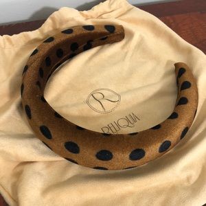 Reliquia Kylie Headband in Brown Velveteen and Black Polka Dot Puffy